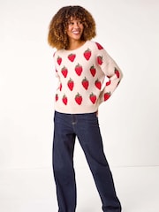 Roman White Fruit Pattern Knit Jumper - Image 2 of 5