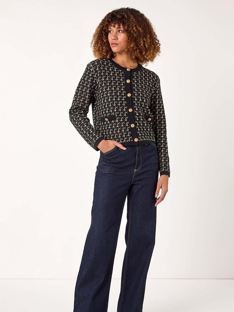Roman Textured Boucle Button Knit Cardigan - Imagen 1 de 5 Roman Textured Boucle Button Knit Cardigan - Imagen 1 de 5