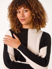 Roman Black Colourblock Soft Knit Jumper - Image 1 of 5