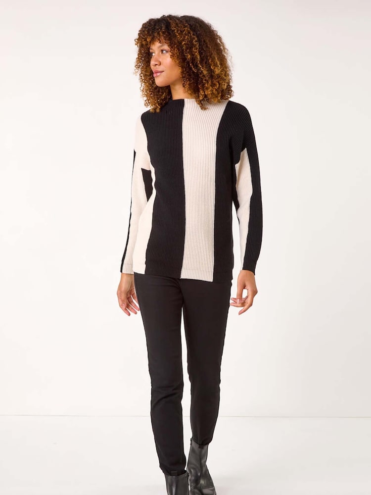 Roman Black Colourblock Soft Knit Jumper - Image 2 of 5