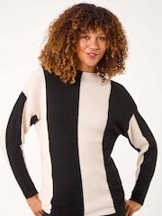 Roman Black Colourblock Soft Knit Jumper - Image 4 of 5
