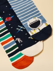 Joules Neat Feet Blue/Orange 3 Pack Socks - Image 2 of 3