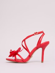 Lipsy Red High Stiletto Multi Strap Floral Corsage Sandals - Image 5 of 5