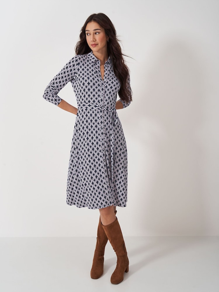 Crew Clothing Blue Emma Jersey Shirt Dress - Image 1 of 5