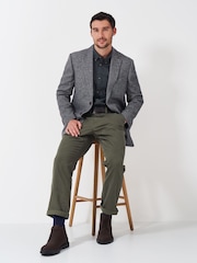 Crew Clothing Company Grey Wool Blend Herringbone Blazer - Image 3 of 5