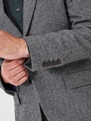 Crew Clothing Company Grey Wool Blend Herringbone Blazer - Image 4 of 5