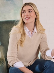 Crew Clothing Company Natural Harmony V-Neck Jumper - Image 1 of 7
