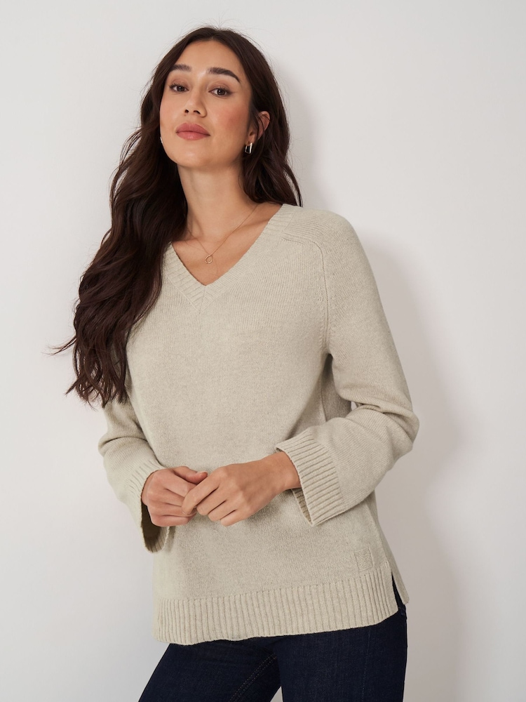 Crew Clothing Company Natural Harmony V-Neck Jumper - Image 3 of 7