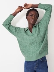 Crew Clothing Blue Multi Cable Collar 100% Cotton Jumper - Image 1 of 5