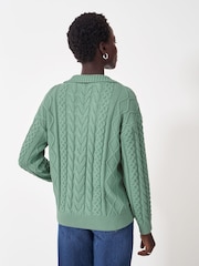 Crew Clothing Blue Multi Cable Collar 100% Cotton Jumper - Image 4 of 5