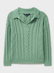 Crew Clothing Blue Multi Cable Collar 100% Cotton Jumper - Image 5 of 5