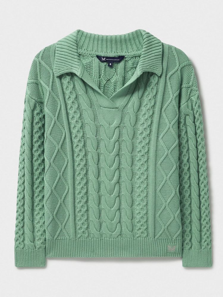 Crew Clothing Blue Multi Cable Collar 100% Cotton Jumper - Image 5 of 5
