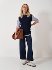 Crew Clothing Company Blue Heritage Cable Knit Crew Neck 100% Cotton Vest - Image 3 of 5