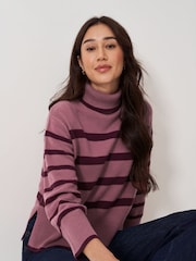 Crew Clothing Company Pink Roll Neck Wide Sleeve Stripe Jumper - Image 1 of 5