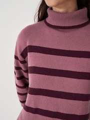 Crew Clothing Company Pink Roll Neck Wide Sleeve Stripe Jumper - Image 2 of 5