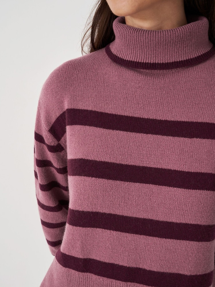 Crew Clothing Company Pink Roll Neck Wide Sleeve Stripe Jumper - Image 2 of 5