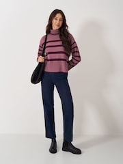 Crew Clothing Company Pink Roll Neck Wide Sleeve Stripe Jumper - Image 3 of 5