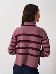 Crew Clothing Company Pink Roll Neck Wide Sleeve Stripe Jumper - Image 4 of 5