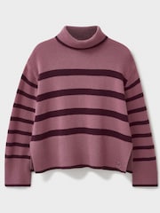Crew Clothing Company Pink Roll Neck Wide Sleeve Stripe Jumper - Image 5 of 5