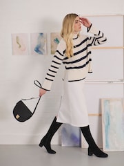 Crew Clothing Company Natural Roll Neck Wide Sleeve Stripe Jumper - Image 2 of 8