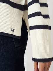 Crew Clothing Company Natural Roll Neck Wide Sleeve Stripe Jumper - Image 5 of 8