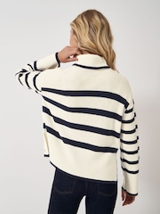 Crew Clothing Company Natural Roll Neck Wide Sleeve Stripe Jumper - Image 7 of 8