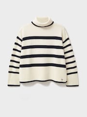 Crew Clothing Company Natural Roll Neck Wide Sleeve Stripe Jumper - Image 8 of 8
