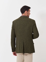 Crew Clothing Green Wool Blend Herringbone Blazer - Image 2 of 5