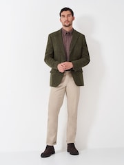 Crew Clothing Green Wool Blend Herringbone Blazer - Image 3 of 5