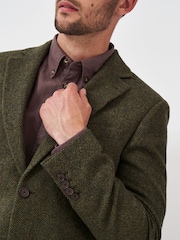 Crew Clothing Green Wool Blend Herringbone Blazer - Image 4 of 5
