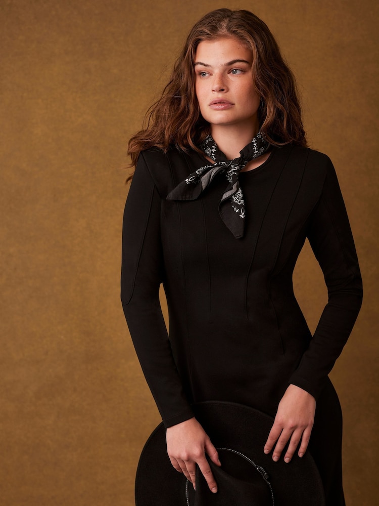 Mint Velvet Black Structured Midi Dress - Image 2 of 7