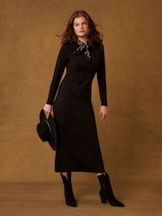 Mint Velvet Black Structured Midi Dress - Image 4 of 7