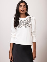 Mint Velvet White Embroidered 100% Cotton Sweatshirt - Image 3 of 7