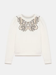 Mint Velvet White Embroidered 100% Cotton Sweatshirt - Image 6 of 7