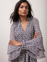 Mint Velvet Grey Geo Print Mini Dress - Image 3 of 7