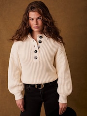 Mint Velvet Cream Button Detail Jumper - Image 1 of 7