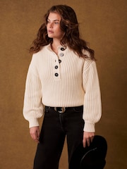 Mint Velvet Cream Button Detail Jumper - Image 3 of 7
