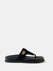 Mint Velvet Black Suede Chunky Flip Flops - Image 1 of 2