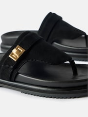 Mint Velvet Black Suede Chunky Flip Flops - Image 2 of 2