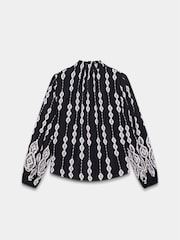 Mint Velvet Black Crochet Print Blouse - Image 1 of 7