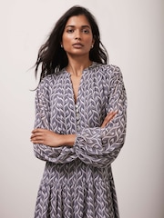 Mint Velvet Grey Geo Print Midi Dress - Image 3 of 7
