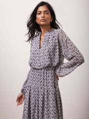 Mint Velvet Grey Geo Print Midi Dress - Image 6 of 7