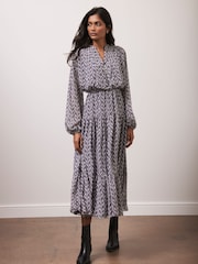 Mint Velvet Grey Geo Print Midi Dress - Image 7 of 7