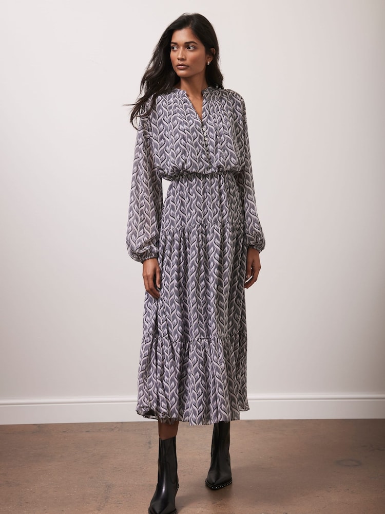 Mint Velvet Grey Geo Print Midi Dress - Image 7 of 7