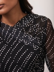 Mint Velvet Black Spot Print Mesh Top - Image 5 of 7