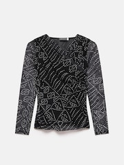 Mint Velvet Black Spot Print Mesh Top - Image 6 of 7