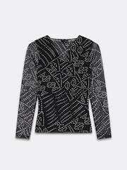 Mint Velvet Black Spot Print Mesh Top - Image 7 of 7