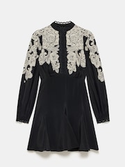 Mint Velvet Black Paisley Print Mini Dress - Image 1 of 7