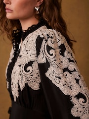 Mint Velvet Black Paisley Print Mini Dress - Image 3 of 7