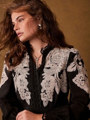 Mint Velvet Black Paisley Print Mini Dress - Image 4 of 7